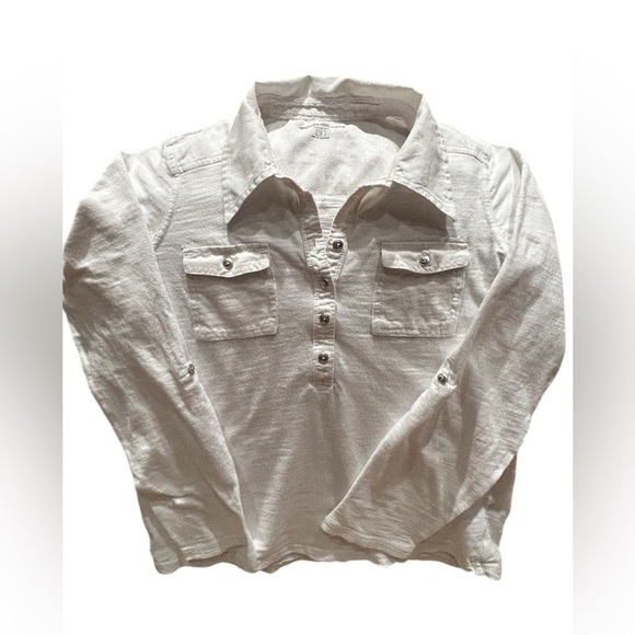 Eddie Bauer White Long Sleeve Henley Shirt Women’s Small Button Front Pullover - Picture 1 of 6